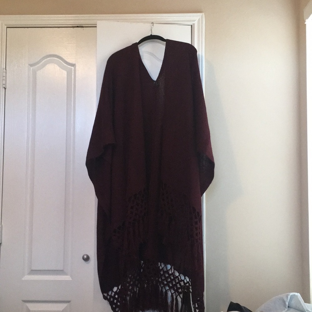 Plus size wine Ruana,